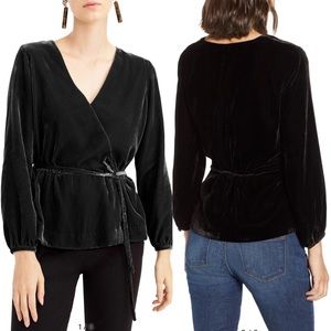 J.Crew Black Velvet Peplum Blouse